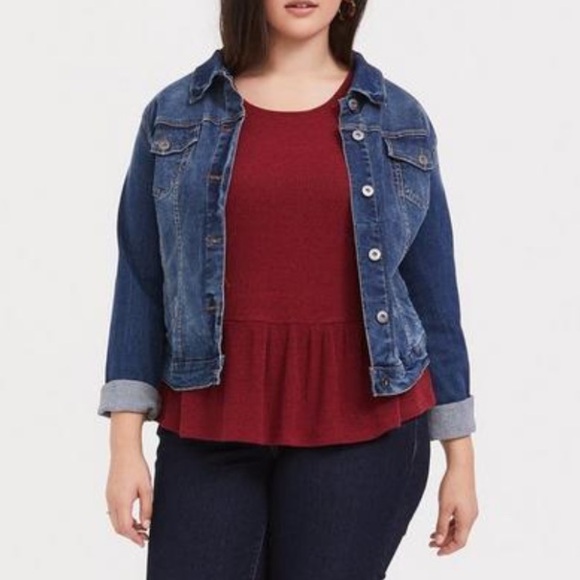 Torrid Dark Red Maroon Ribbed Hacci Ruffle Hem Babydoll Sleeveless Tank Top 3X - Picture 5 of 11